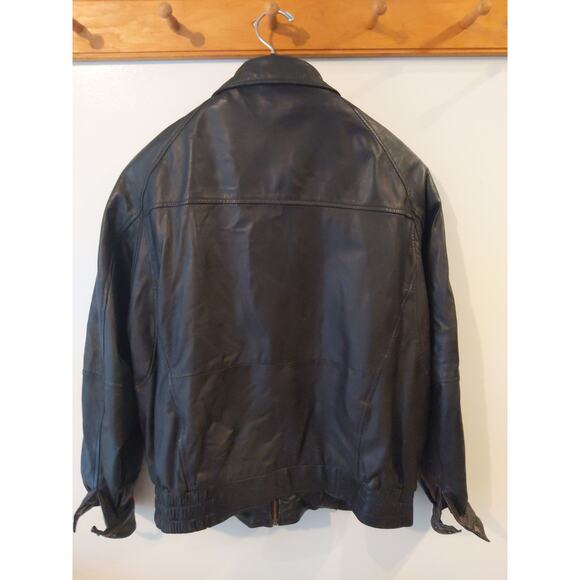 Corvette Black Leather Jacket Men's Size L Genuine GM Licensed Zip Front Bomber - Picture 2 of 8